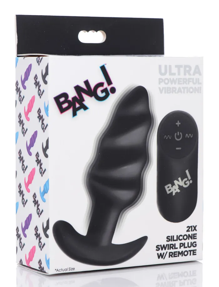 Male Sex Toys | XR Brands Bang 21x Silicone Swirl Plug With Remote Male Sex Toys | XR Brands Bang 21x Silicone Swirl Plug With Remote
