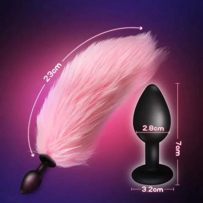 Aimitoy Anal | LED Light Tail Butt Plug Long Silicone Green