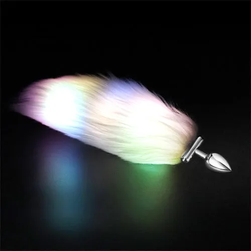 Aimitoy Anal | LED Light Tail Butt Plug Long Silicone Green