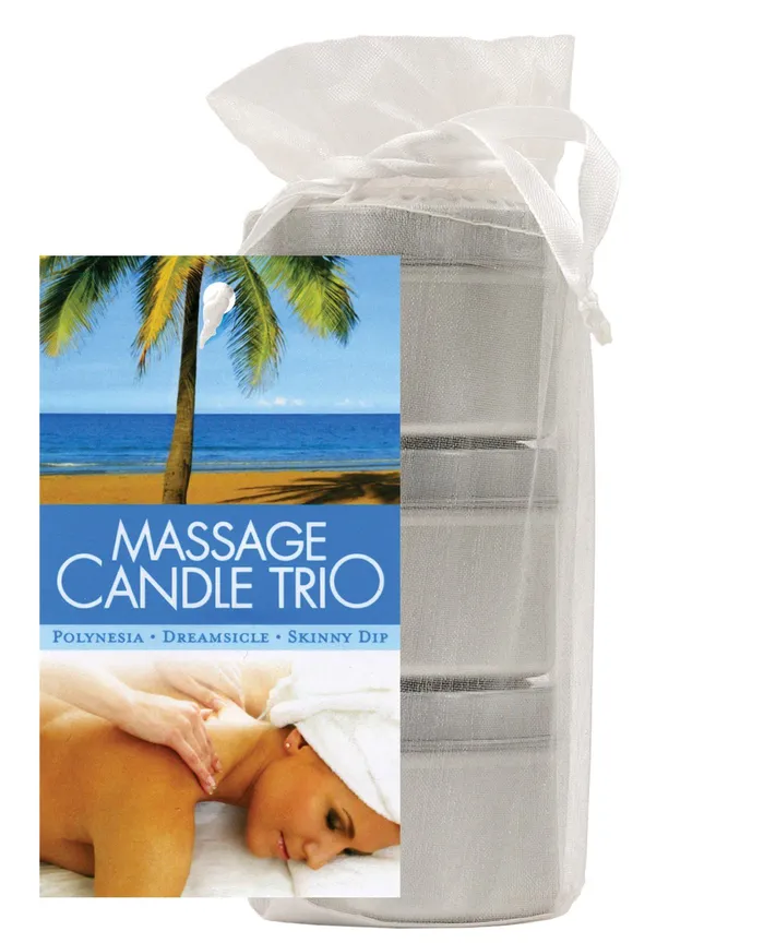 Earthly Body Massage Candle Trio Gift Bag 2 oz Skinny Dip Dreamsicle Guavalva Earthly Body Couples