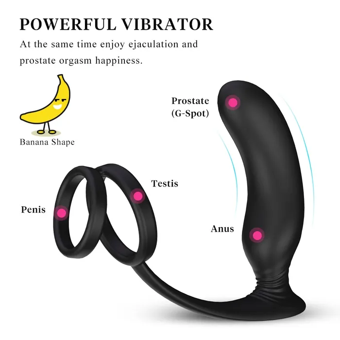 9 Modes Prostate Massager Vibrator with Penis Ring PSpot Anal Plug Sorlove Male Sex Toys