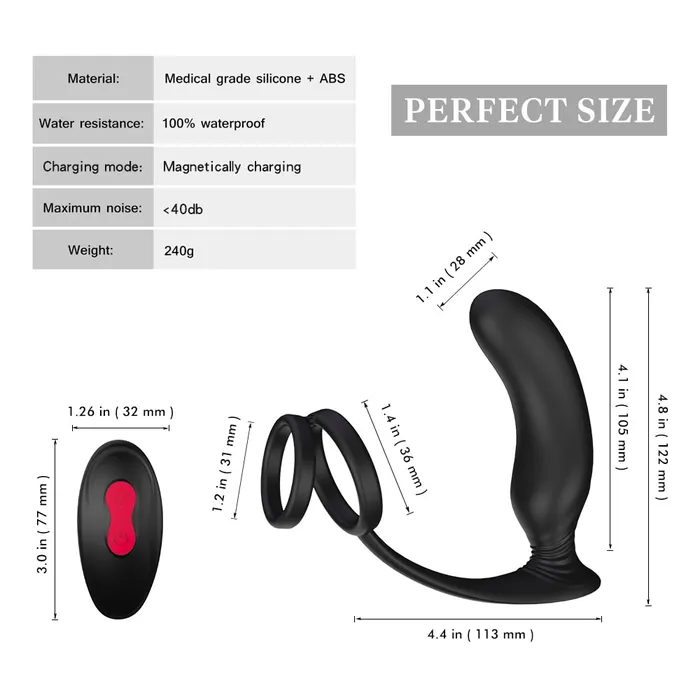 9 Modes Prostate Massager Vibrator with Penis Ring PSpot Anal Plug Sorlove Male Sex Toys