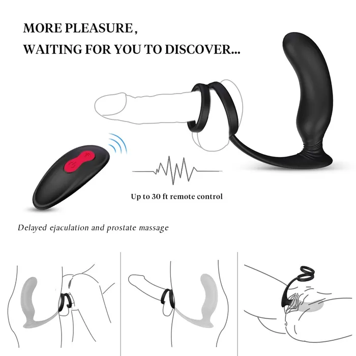 9 Modes Prostate Massager Vibrator with Penis Ring PSpot Anal Plug Sorlove Male Sex Toys