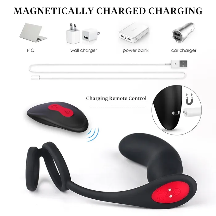 9 Modes Prostate Massager Vibrator with Penis Ring PSpot Anal Plug Sorlove Male Sex Toys