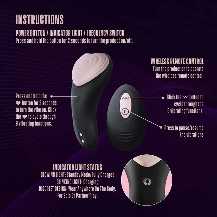 Blush Novelties Female Sex Toys Temptasia Heartbeat Panty Vibe with Remote