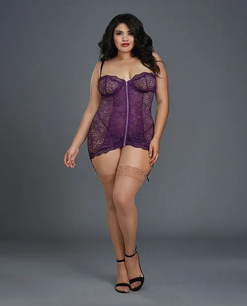 Dreamgirl Stretch Lace Garter Slip w Removable Straps Attached Side Garters GString Couples