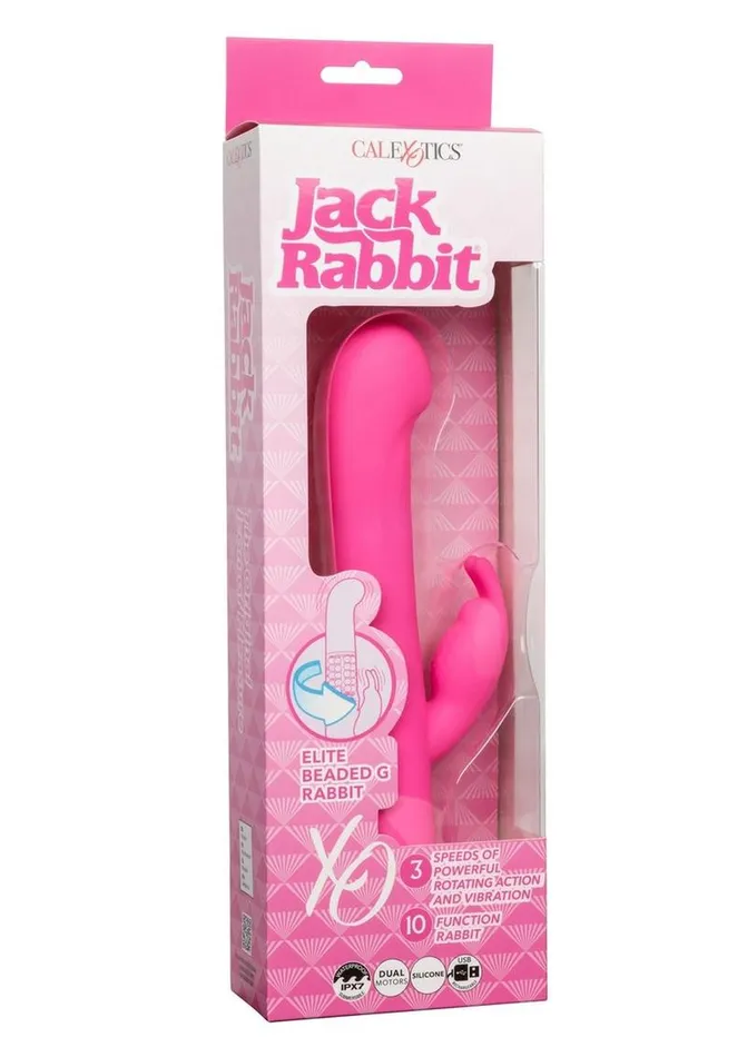 Female Sex Toys Jack Rabbit Jack Rabbit Elite Beaded G Rabbit Silicone Rechargeable Vibrator with Clitoral Stimulator