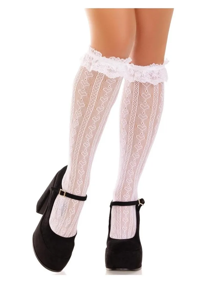 Female Sex Toys Leg Avenue Leg Avenue Sweetheart Knit Knee Highs with Lace Ruffle Cuff Female Sex Toys Leg Avenue Leg Avenue Sweetheart Knit Knee Highs with Lace Ruffle Cuff