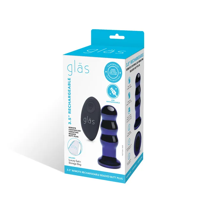 GLAS Rechargeable Ribbed Butt Plug 35 Glas Anal