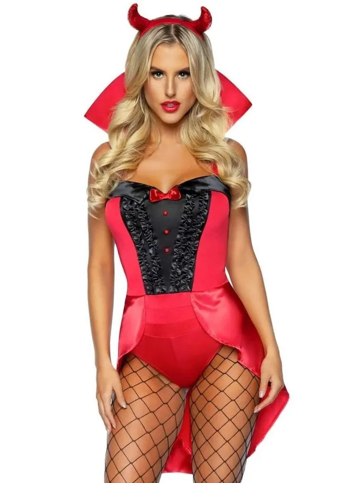 Leg Avenue Leg Avenue Devilish Darling Tux and Tails Bodysuit with Stay Up Collar PinOn Devil Tail and Sequin Devil Horn Headband Male Sex Toys Leg Avenue Leg Avenue Devilish Darling Tux and Tails Bodysuit with Stay Up Collar PinOn Devil Tail and Sequin Devil Horn Headband Male Sex Toys