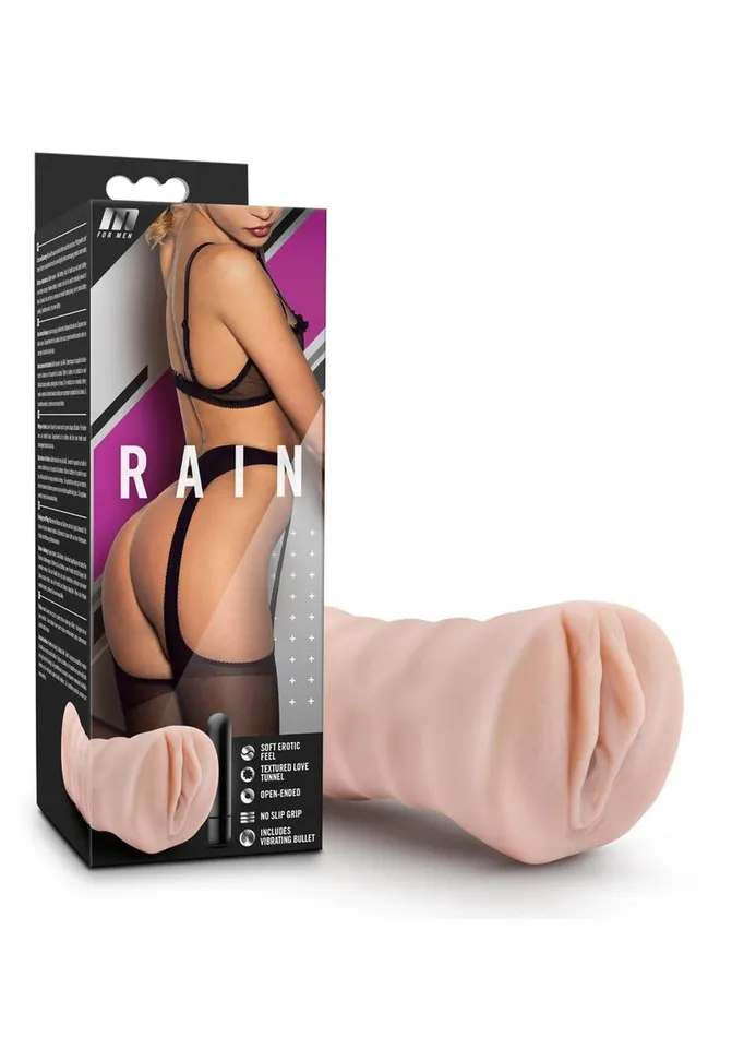 M For Men Rain Vibrating Masturbator with Bullet Pussy M for Men Male Sex Toys