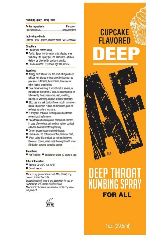 Male Sex Toys Deep AF Deep Throat Numbing Spray Cupcake AF