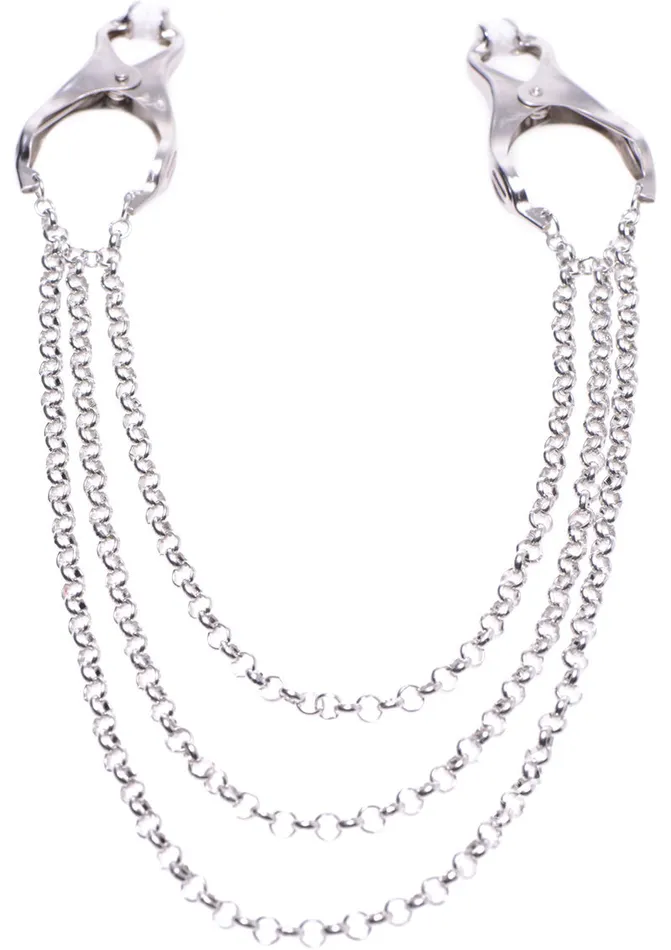 Male Sex Toys Master Series Affix Triple Chain Nipple Clamps Master Series