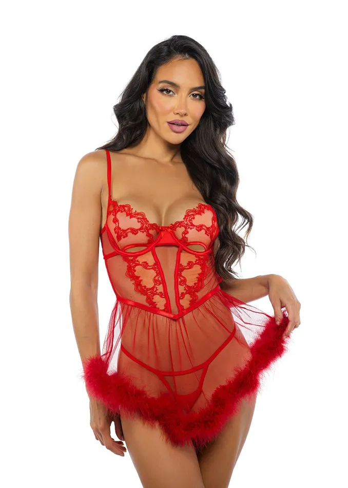 Red Baroque Heart Babydoll Set Roma Confidential Anal