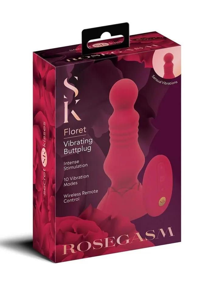 Secret Kisses Female Sex Toys Secret Kisses Remote Control Rechargeable Silicone Vibrating Floret Buttplug