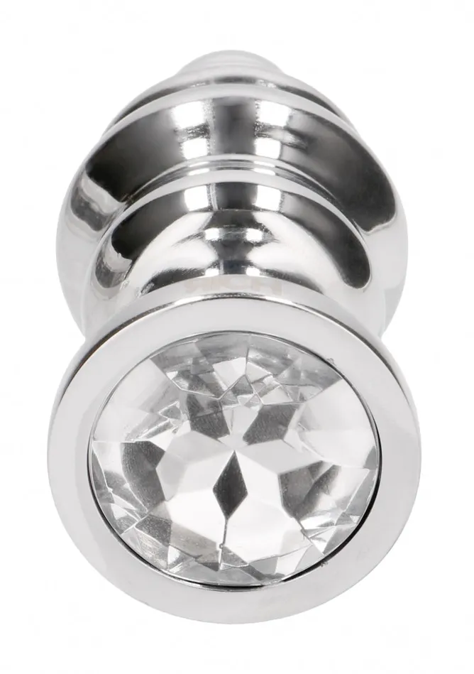 Shots America Anal Ribbed Diamond Plug 315 Inch Silver