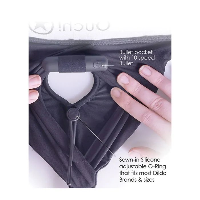Shots America LLC Female Sex Toys Vibrating Strap On Thong with Garters Black XLXXL