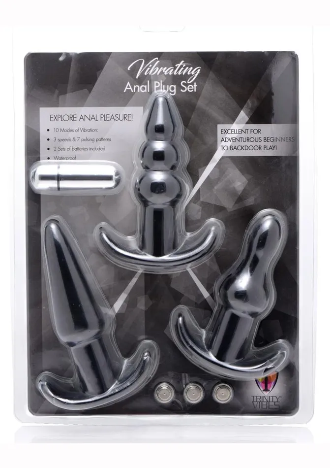 Trinity Vibes 4 Pc Vibrating Anal Plug Trinity Vibes Male Sex Toys