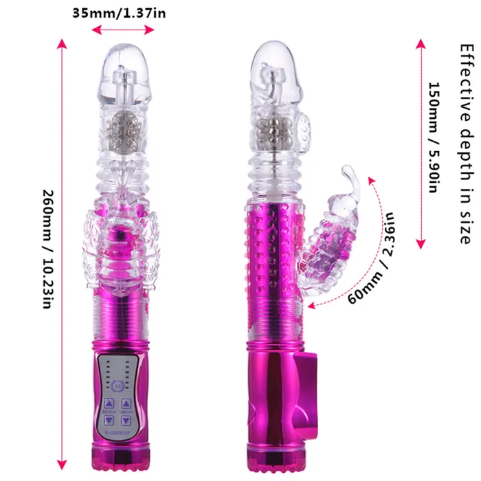 Vibrators BeBuZZed Bebuzzed Rory 26cm Thrusting Rotating GSpot Rabbit Vibrator USB Purple
