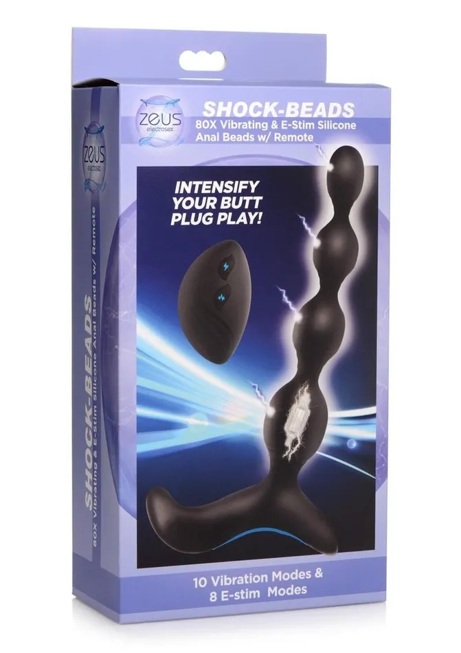 Zeus Electrosex Male Sex Toys Zeus Shock Beads 80x Vibrating and EStim Rechargeable Silicone Anal Beads with Remote Control Zeus Electrosex Male Sex Toys Zeus Shock Beads 80x Vibrating and EStim Rechargeable Silicone Anal Beads with Remote Control