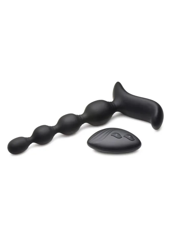 Zeus Electrosex Male Sex Toys Zeus Shock Beads 80x Vibrating and EStim Rechargeable Silicone Anal Beads with Remote Control